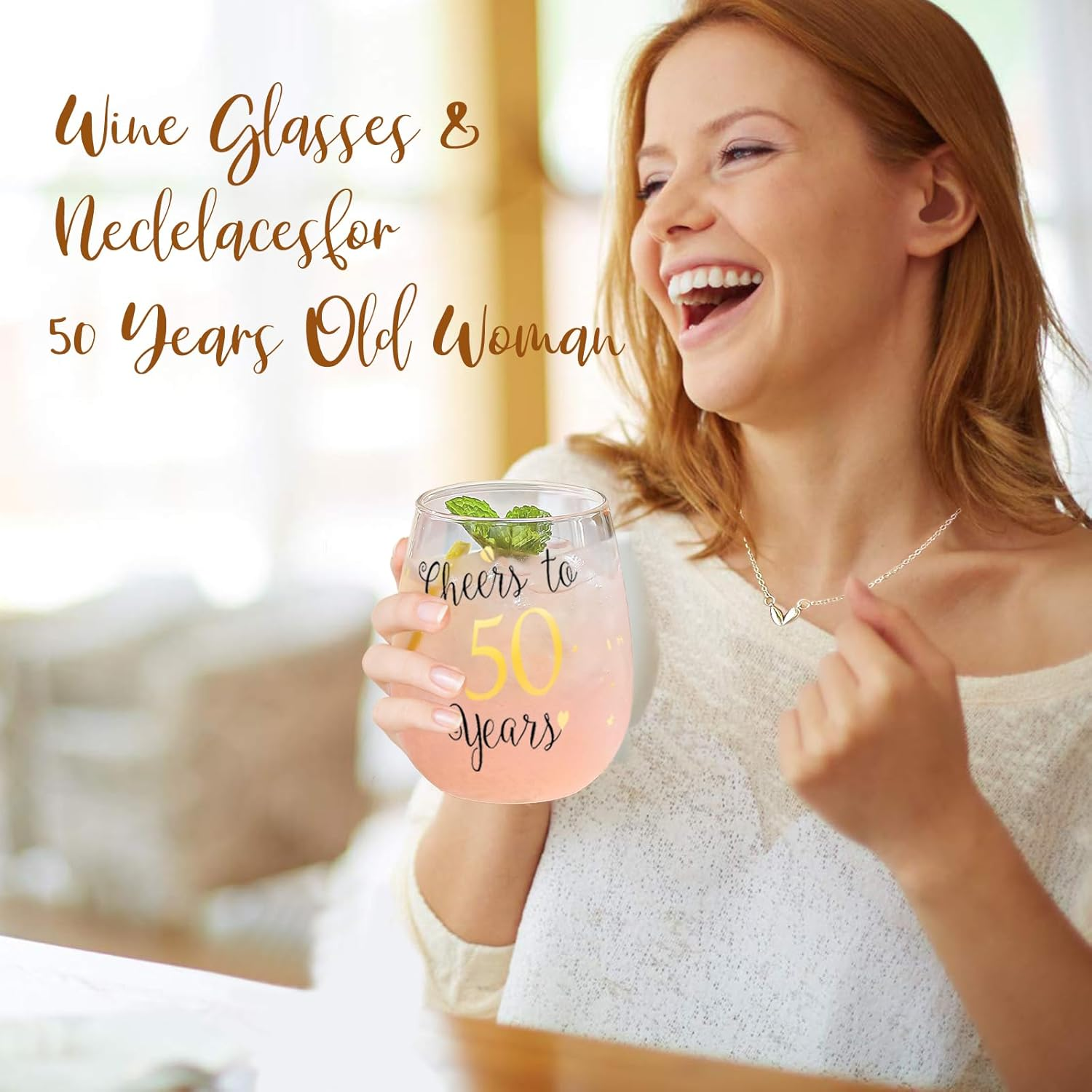 Golden Stemless Wine Glasses Cheers to 50Th Birthday Gifts for Men Women 50Th Birthday,Party,Wedding,Anniversary Party Decorations (50 Years) - 50 image number 4