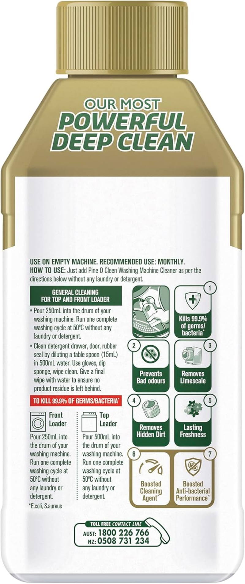Pine O Cleen Gold 7In1 Washing Machine Cleaner 250 Ml image number 1