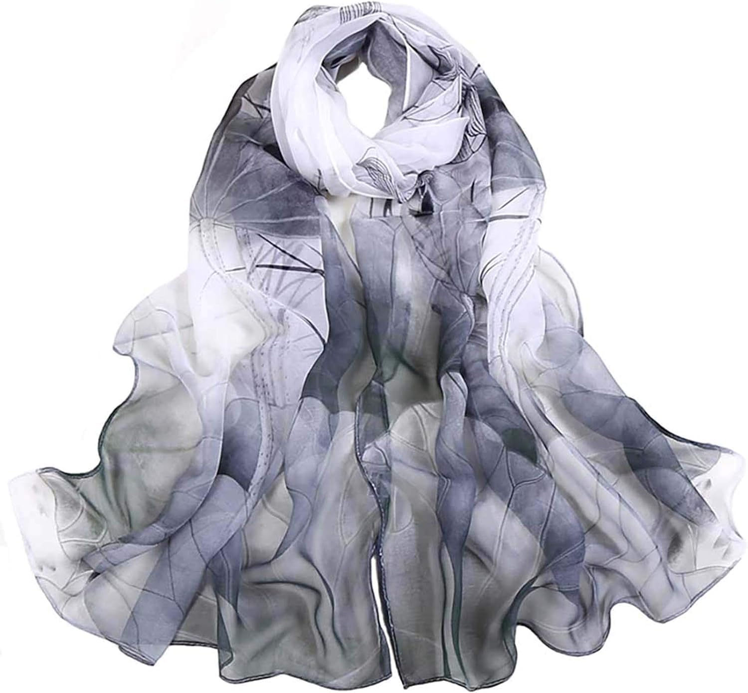 Silk Scarf Fashion Scarves Lightweight Sunscreen Shawls for Women (Black) image number 3