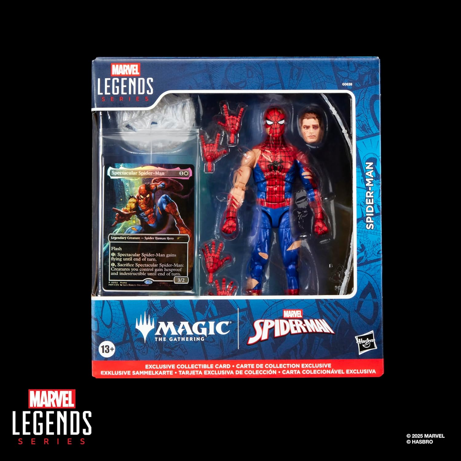 Marvel Legends Series Magic: the Gathering Battle-Damaged Spider-Man, 6-Inch Action Figure Toy plus Exclusive Foil Collectible Card Game Trading Card image number 5