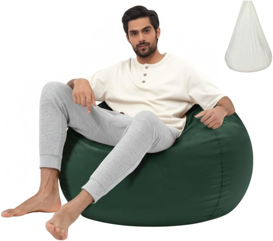 Beanbag Chair Cover with Liner Only Removable 3Ft (No Filler) Luxurious Microfiber Suede Beanbag Cover for Adults Indoor Pear Style Large - Light Brown