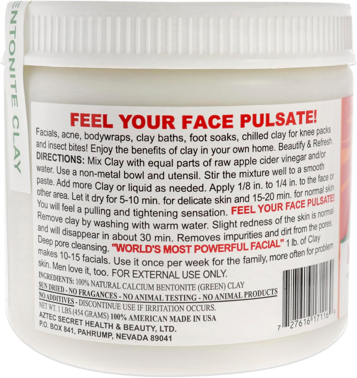 Aztec Secret - Indian Healing Clay - Deep Pore Cleansing Facial & Healing Body Mask - the Original 100% Natural Calcium Bentonite Clay - 454G image number 5