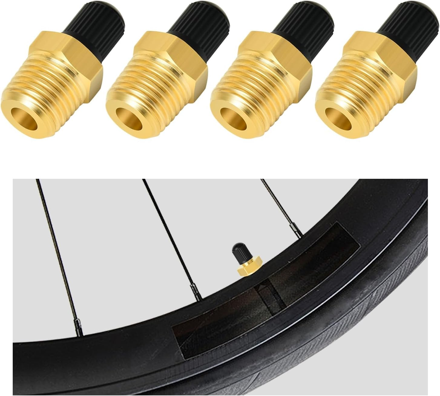 4 Pieces Tank Valve, Standard Valve Core with 1/4'' NPT Male Threads, Anti-Corrosion Brass Fill Valve with Sealing Cap, Air Compressor Air Tank Fill Valves Tool Fittings