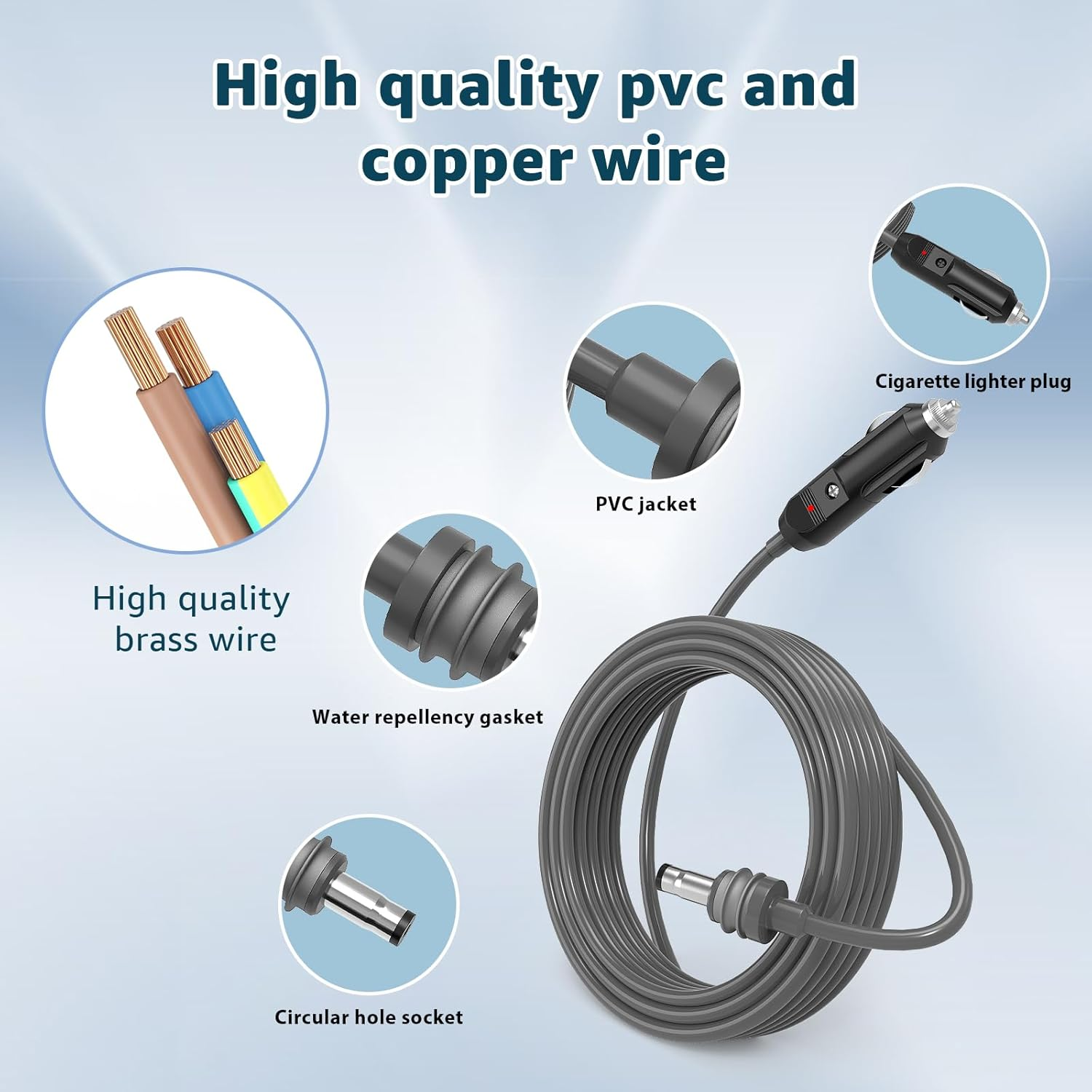 Hodeoo Cable for Starlink Mini Cigarette Lighter Cable,Replacement for Starlink Mini 12V Car Power Cable - Waterproof for Trucks,Buses,Ships 16FT image number 5