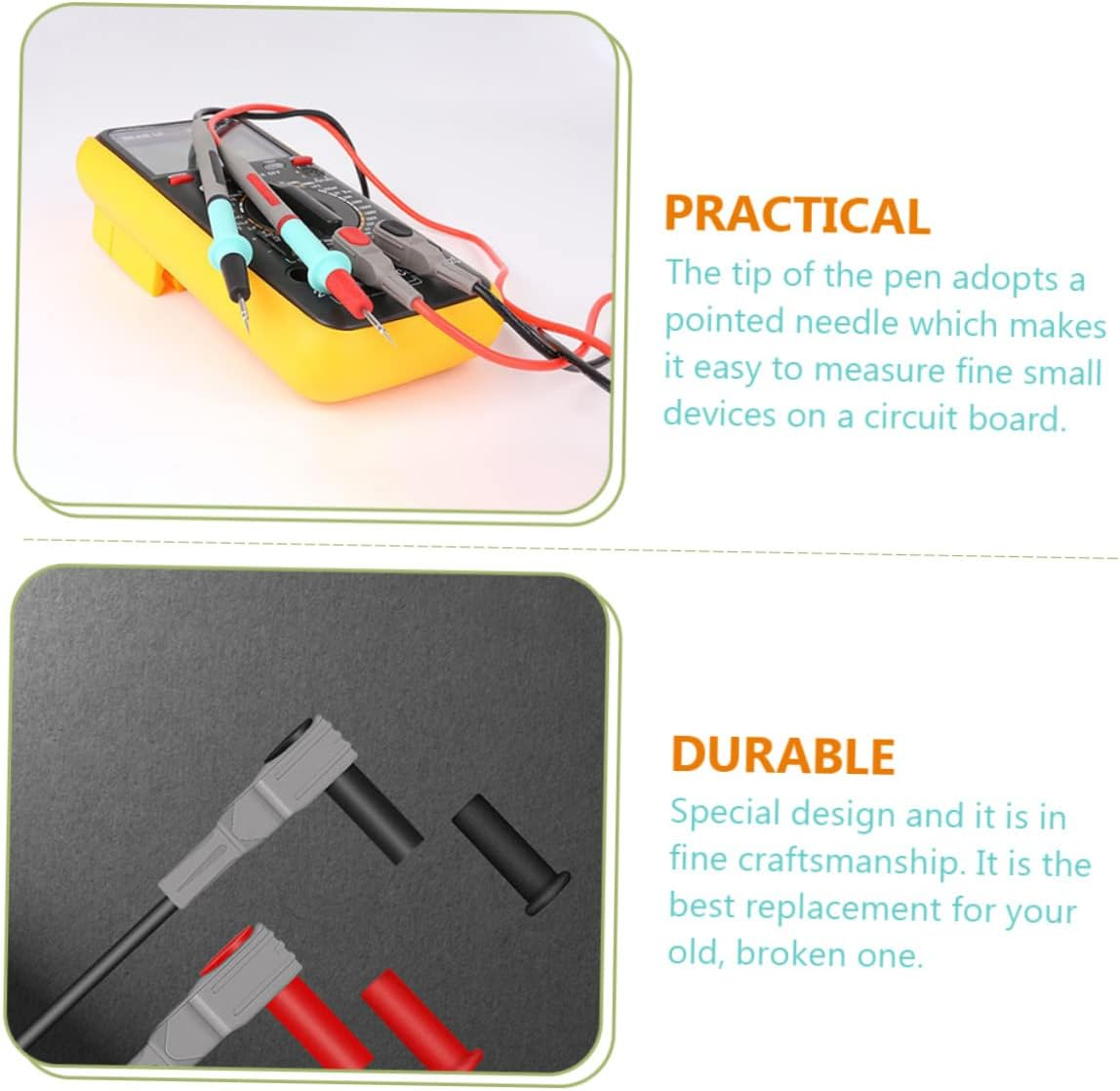 Gatuida High Precision Multimeter Test Leads Kit 1000V/20A Silicone Insulated Probes Ultra-Fine Needle Tips for Automotive and Electronics Testing image number 4