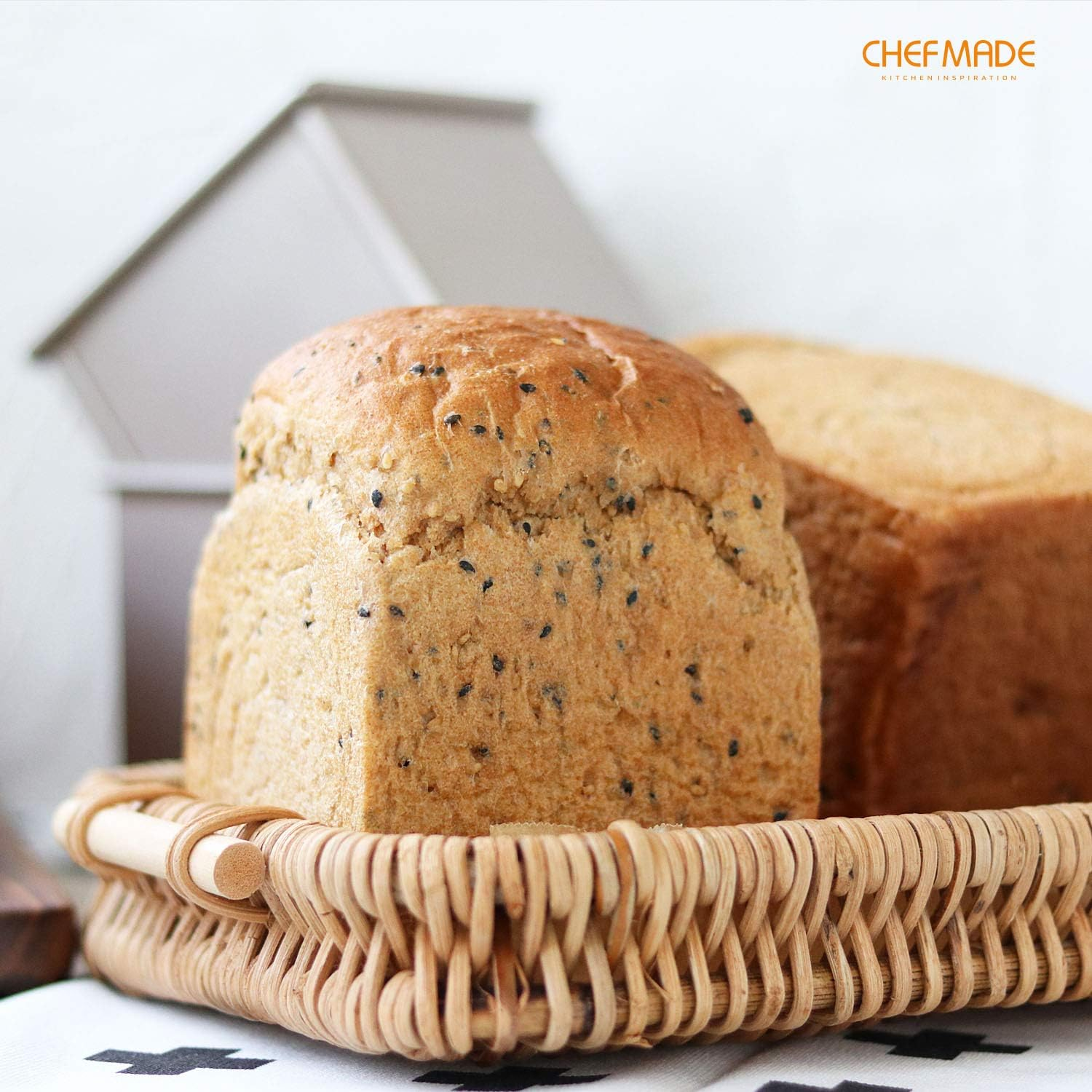 CHEFMADE Mini Pullman Loaf Pan with Lid, 0.55Lb Dough Capacity Non-Stick Rectangle Flat Toast Box for Oven Baking 3.9" X 3.9"X 3.9"(Champagne Gold) image number 1