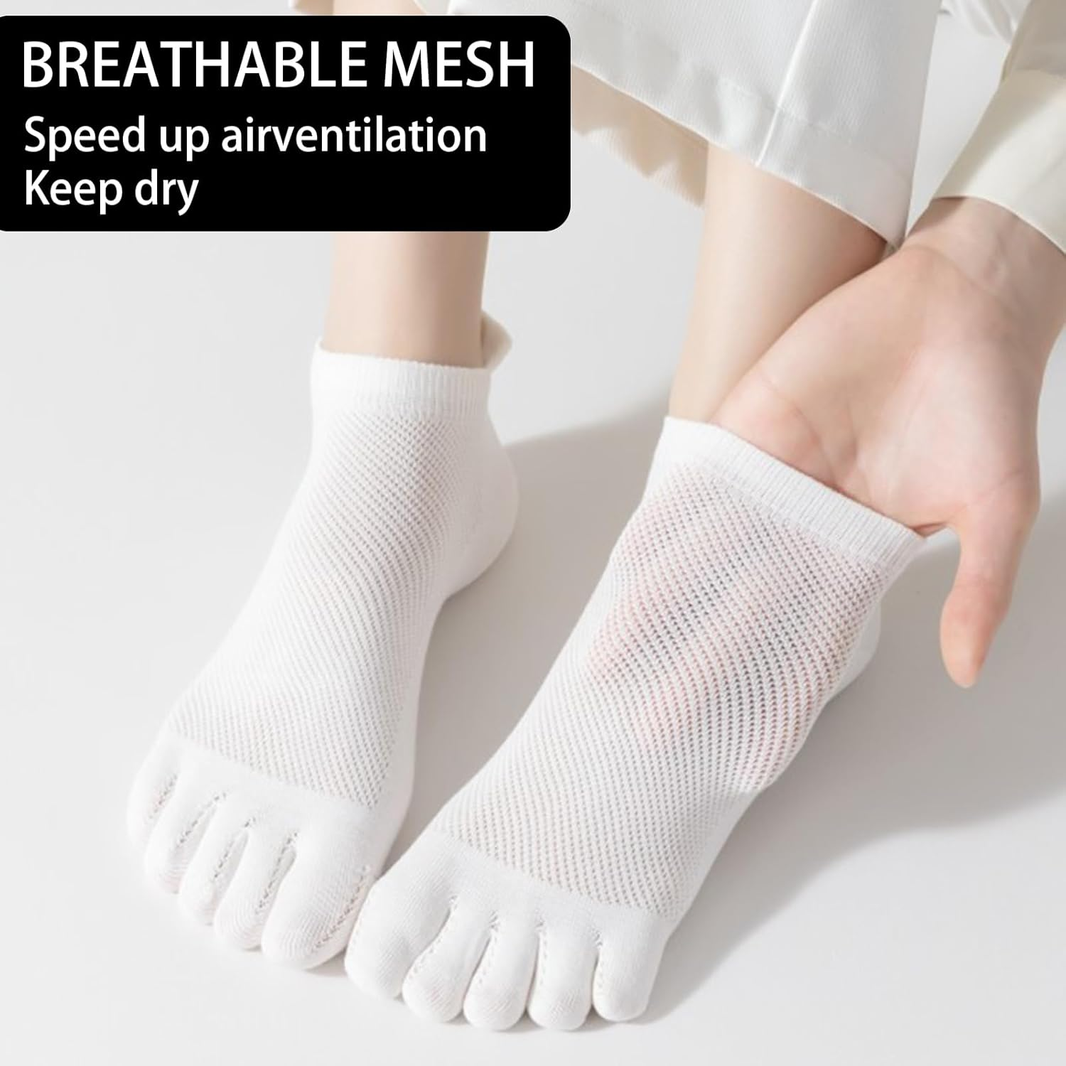 Daelesr 5 Pairs Toe Socks for Women, No Show Sports Socks 4-12, Non Slip Ankle Socks, Breathable Running Socks, Low Cut Liner Socks All Season image number 4