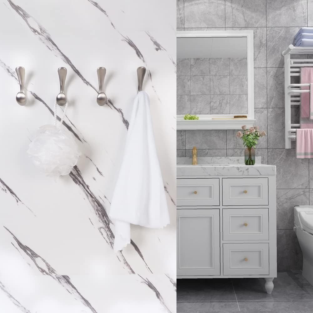 Metaliby 4 Pack Towel Hooks for Bathrooms Wall Mounted, Brushed Nickel Bathroom Hooks for Towels, Robe & Towel Hook for Wall, Modern Bath Towel Hook image number 7