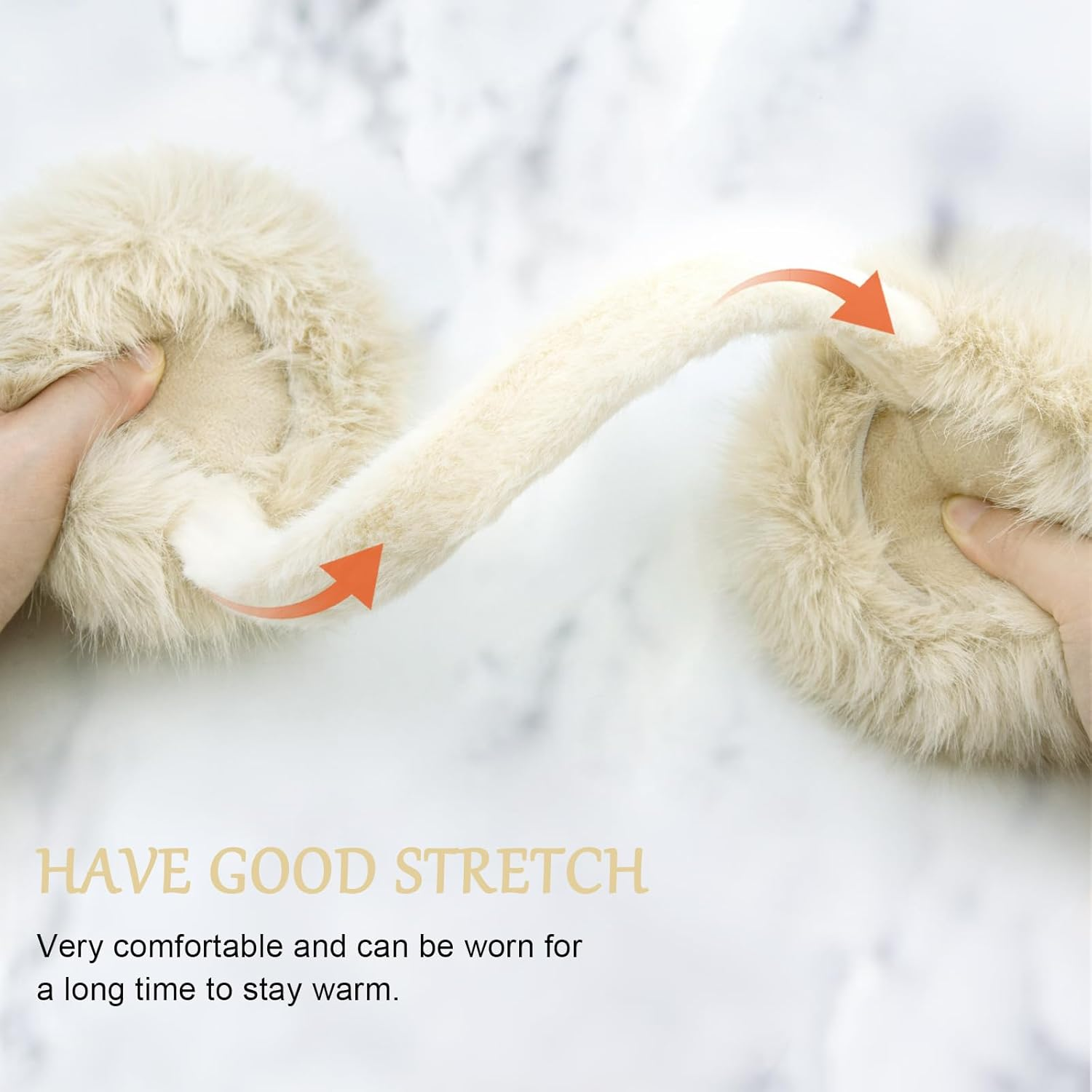 Ear Muffs for Winter Women Girls Faux Fur Fuzzy Earmuffs Foldable Ear Warmer Fleece Lining Ear Covers - Black image number 3