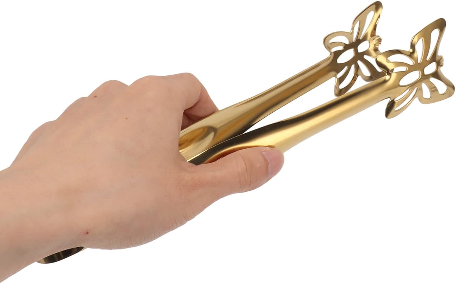 Tongs for Cooking, Food Grade Stainless Steel Kitchen Tongs 2 Styles Thickened Hollow Buffet Tongs Heavy Duty Food Tongs Multipurpose Serving Utensils Tongs for BBQ Party Grilling (Butterfly Tongs Gold) image number 3