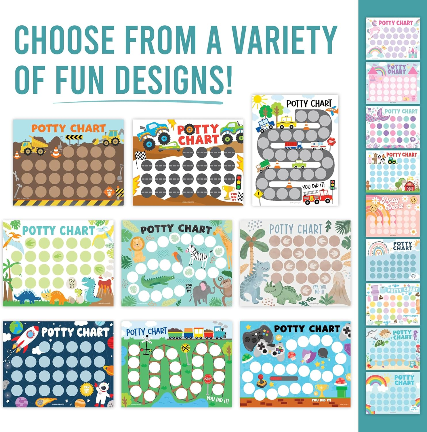 Hadley Designs Potty Training Chart for Boys with Fun Reward Stickers &ndash; Sticker Chart for Kids Potty Training, Potty Training Chart for Toddlers Boys, Sticker Chart for Potty Success image number 3