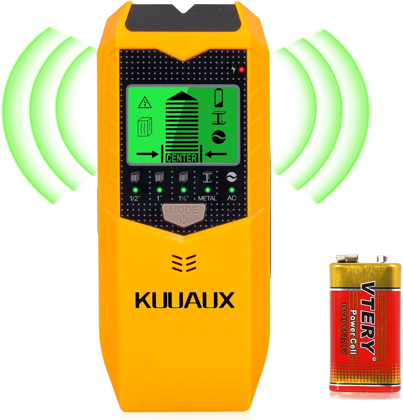 KUUAUX Stud Finder Wall Scanner, 5 in 1 Stud Detector with Smart Microprocessor Chip and HD LCD Display, Beam Finders for Center and Edge of Wood, AC Wire, Joist, Metal and Pipe, Tool Gifts for Men image number 2