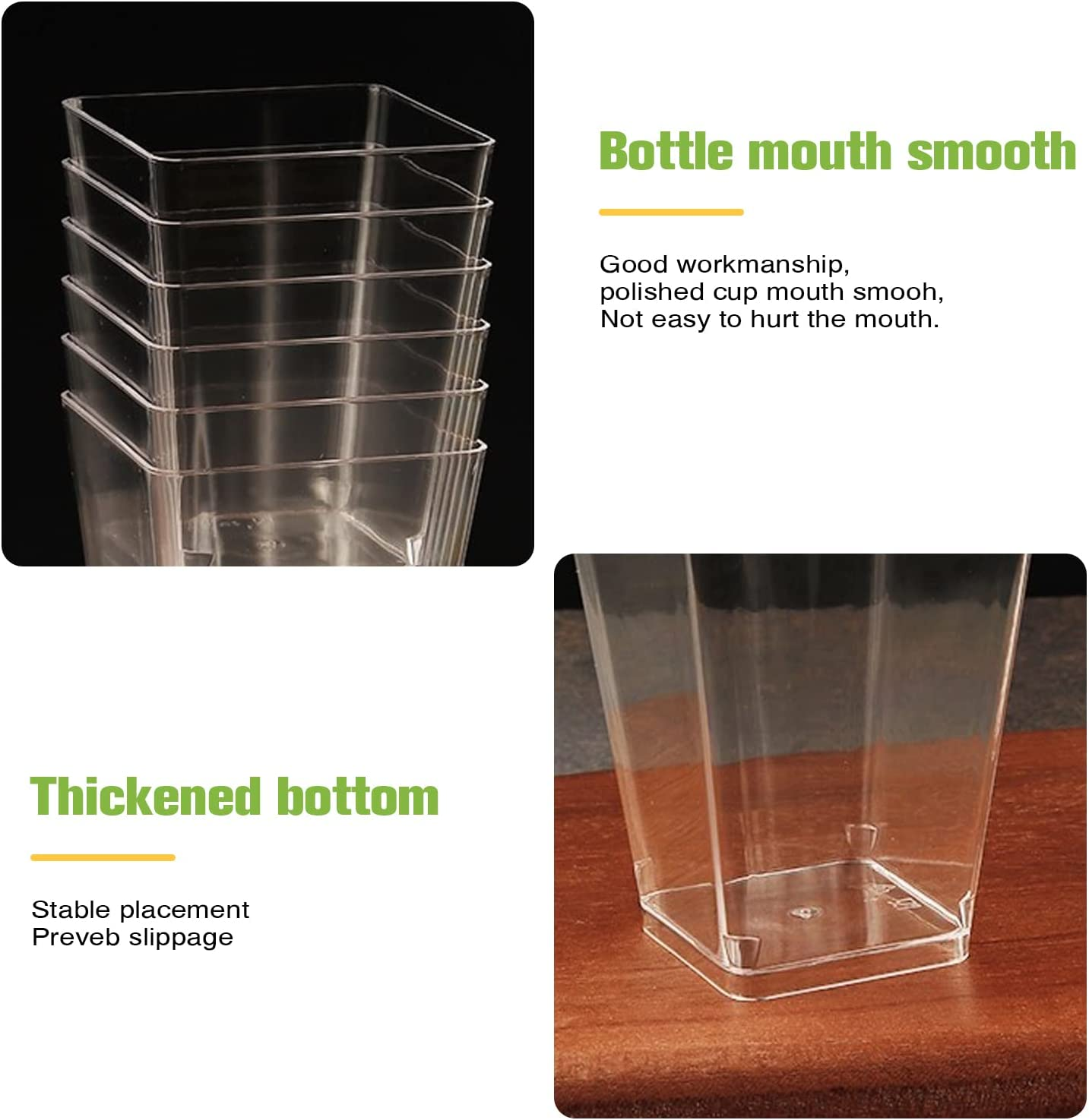 50 X 150Ml Dessert Cups with Lids & Spoons,Clear Plastic Square Cup - Small Reusable Serving Bowl for Tasting Party Shooters Desserts image number 2