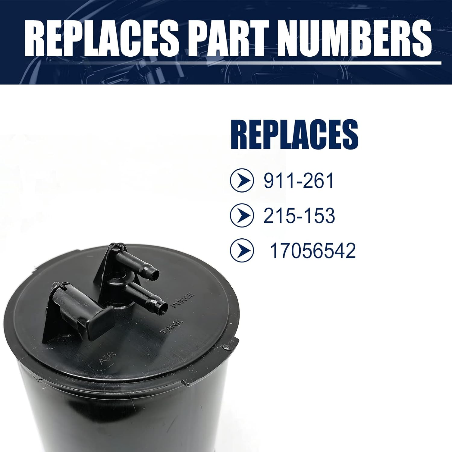 Vapor Canister &lrm;911261 215153 17056542 17113148 for Buick Regal Cadillac Seville GMC C15 Chevy Monza C10 Chevette, Compatible with Select Models (Black) image number 2