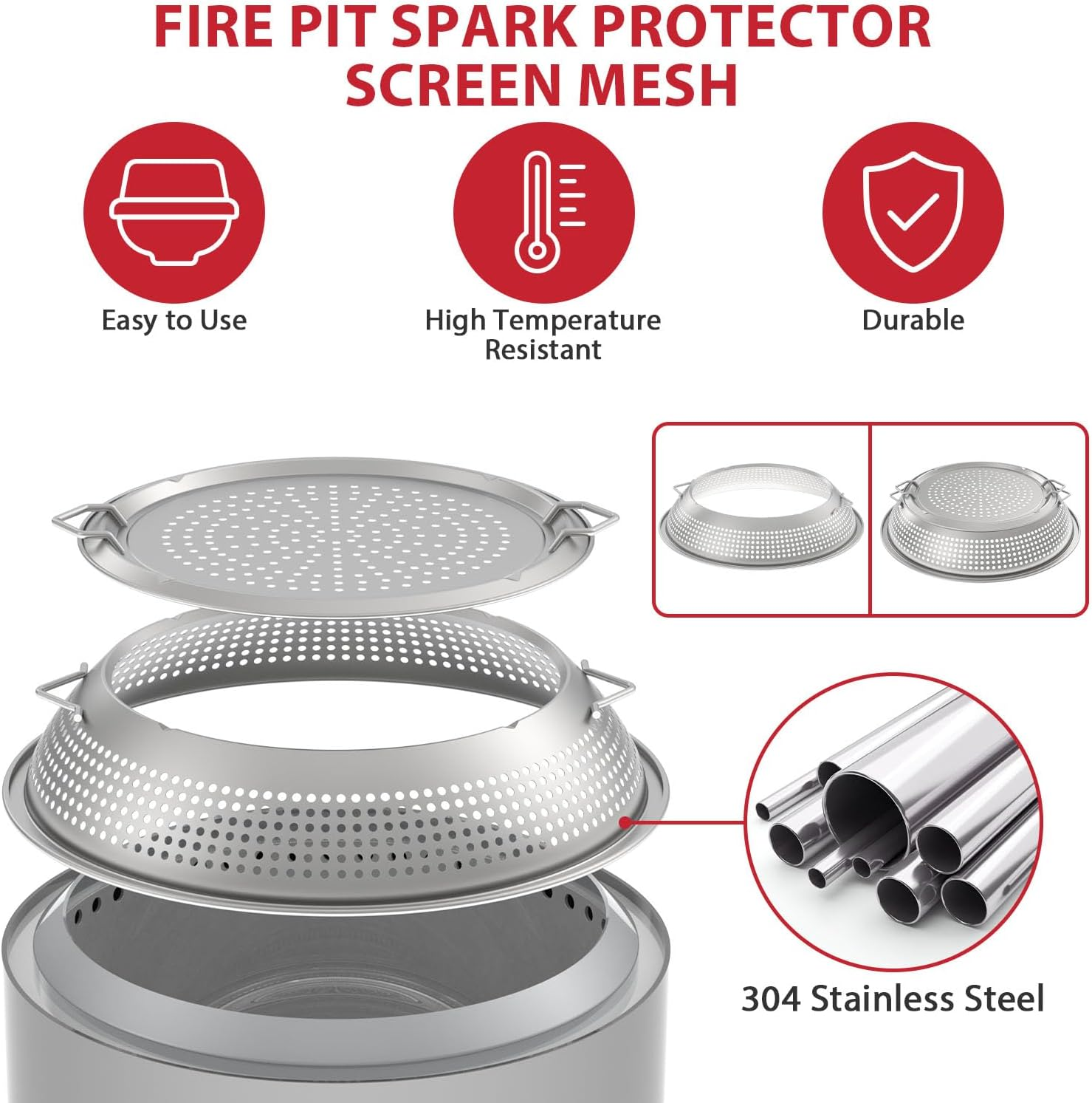 Stainless Steel Fire Pit Spark Protector Screen Mesh Protective Spark Screen (For Solo Stove Bonfire 19.5 Inch) image number 6