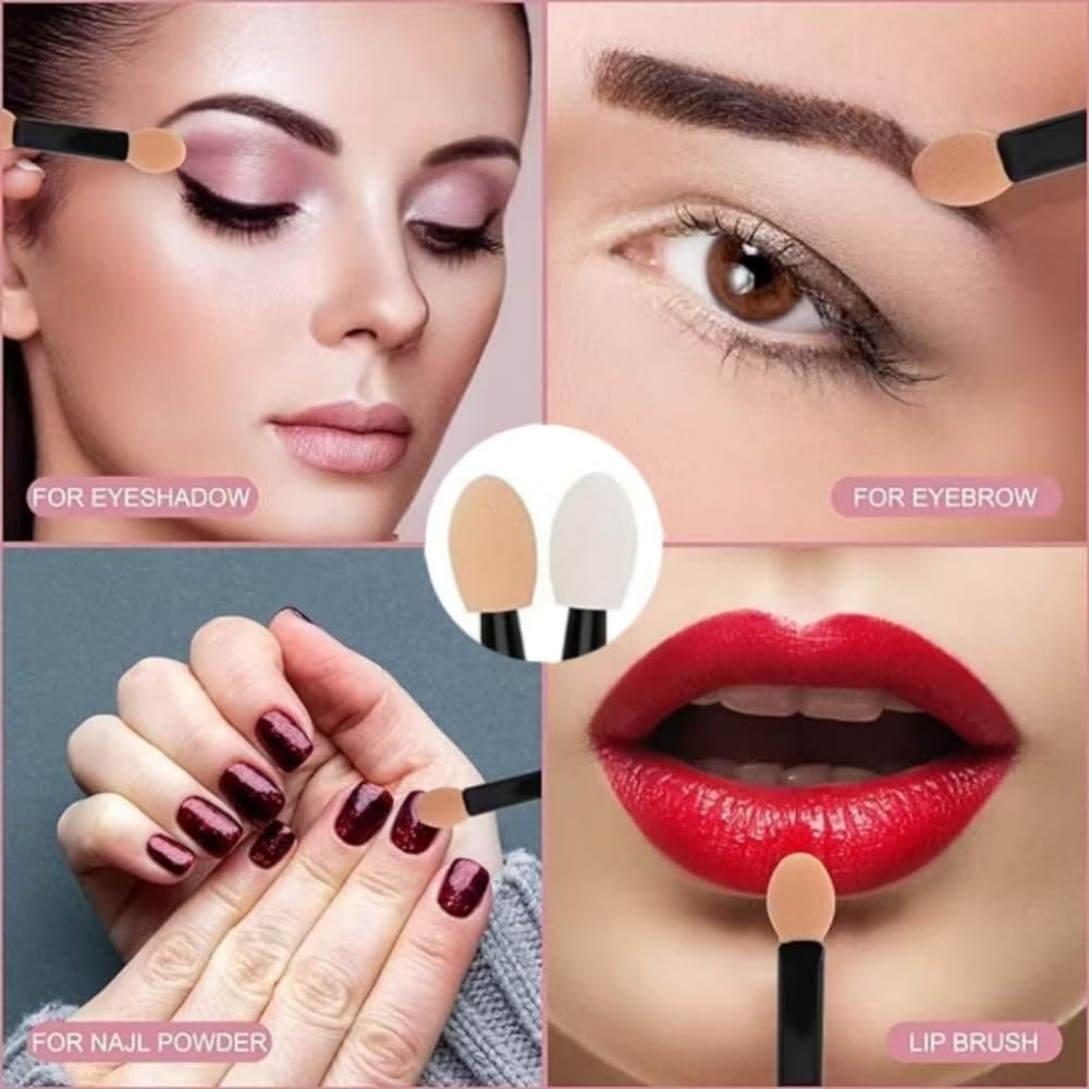 HIDOSNG 60 Pcs Black Eyeshadow Brush, Dual Sided Eye Shadow Sponge, Eye Makeup Applicators image number 3