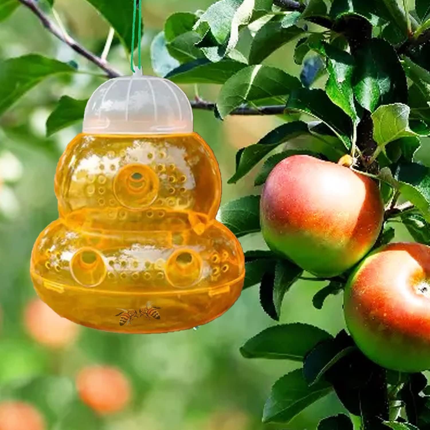 2 Pack Plastic Wasp Traps, Hanging Hornet Trap for Outdoors, Bee Trap Yellow Jacket Wasps Repellent, No Bottom Seam, Safe, Natural, Effective and Reusable image number 1