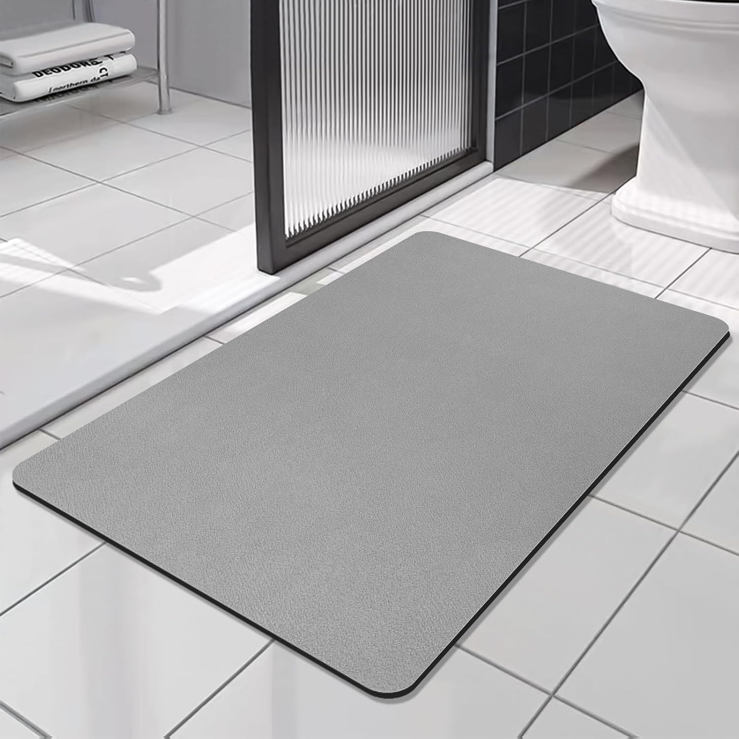 Bath Rugs Quick Dry, Super Absorbent Quick-Dry Bathroom Rug | Non-Slip Rubber Backing, Soft Floor Mat for Bathroom & Shower (Dark Grey, 40X60Cm)