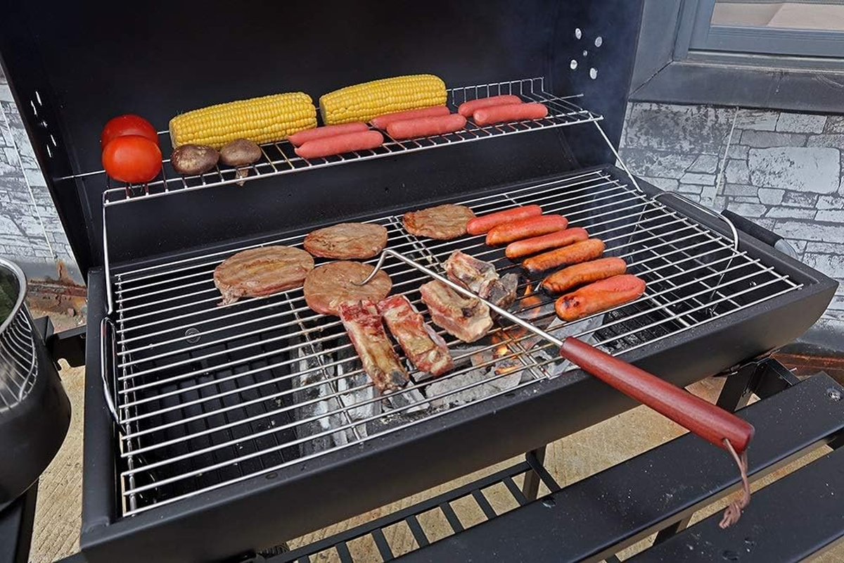 PEPKICN 15 Inches Pigtail Food Flipper - Stainless Steel BBQ Meat Turner Hook with Wooden Handle image number 6