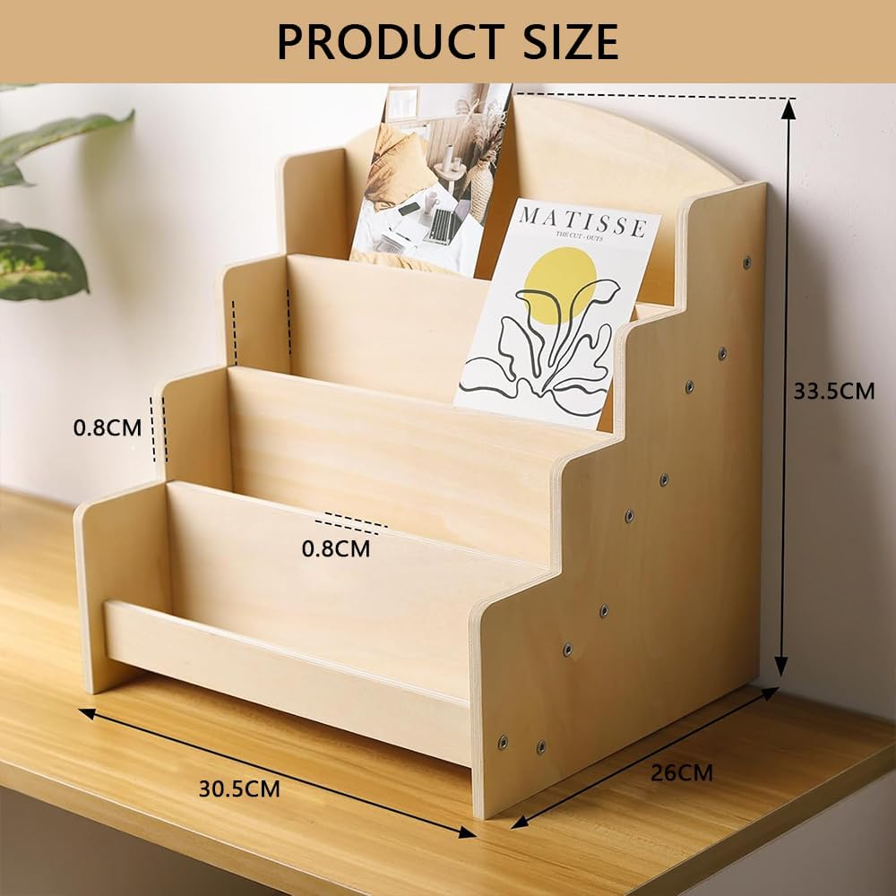 Greeting Card Organizer Display Rack &ndash; 4-Tier Wooden Stand for Stickers, Postcards, Brochures, and Photos &ndash; Ideal for Craft Fairs, Art Booths, and Retail Counters image number 2