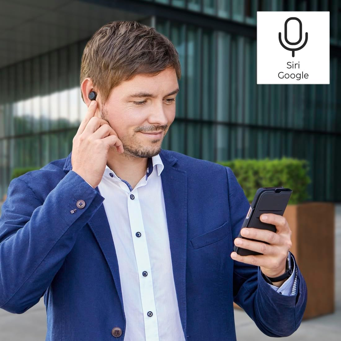 Hama True Wireless In-Ear Headphones (Bluetooth Headphones Music Time 12 Hours Battery, In-Ear Headphones with Wireless Charging and Wireless Charger, Splash-Proof IPX4, Ultralight 4 G) Black image number 2