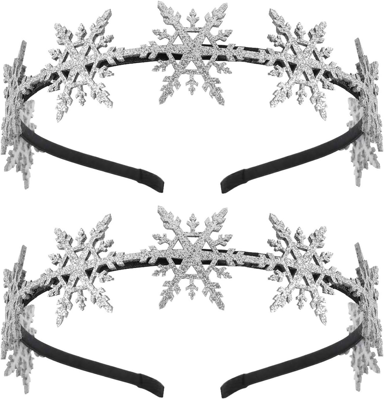 Pack of 2 Snowflake Headbands, Creative Cute, Shiny Hair Accessories for Children, Funny Girls' Headwear, Fixed Hairstyle Decoration.