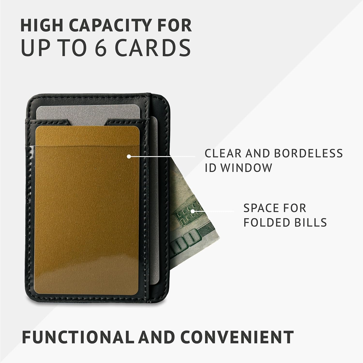 Vaultskin Brixton Slim Card Holder with ID Window - Minimalist Front Pocket Leather Wallet with RFID Protection for Men and Women (Jet Black) - Chestnut Brown image number 5