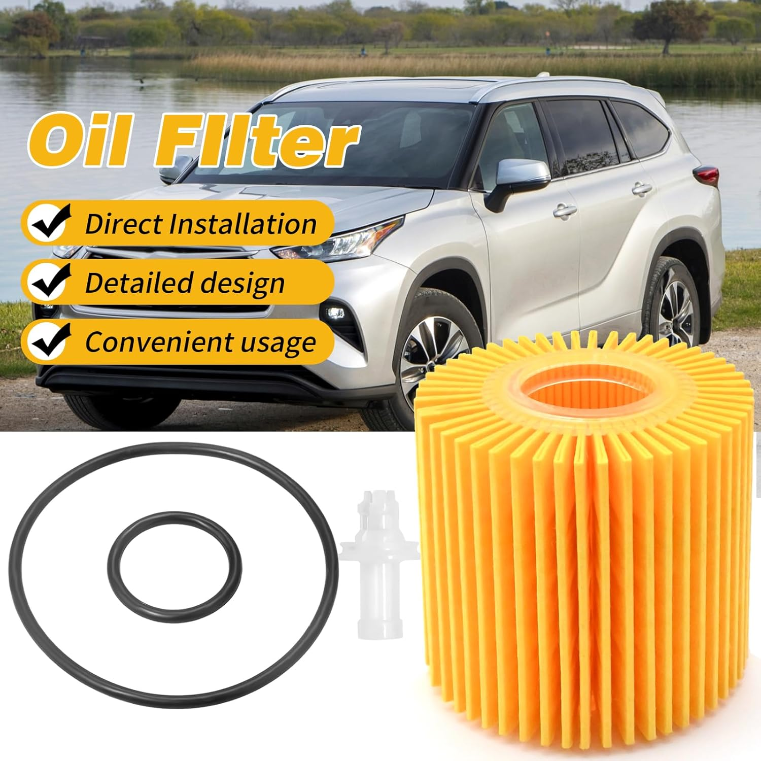 04152-31090 Oil Filter, Replacement for Lexus ES GS IS RC RX LC Replacement for Toyota Alphard Aurion Camry Highlander Venza Yaris, Replace A132E6399S image number 2
