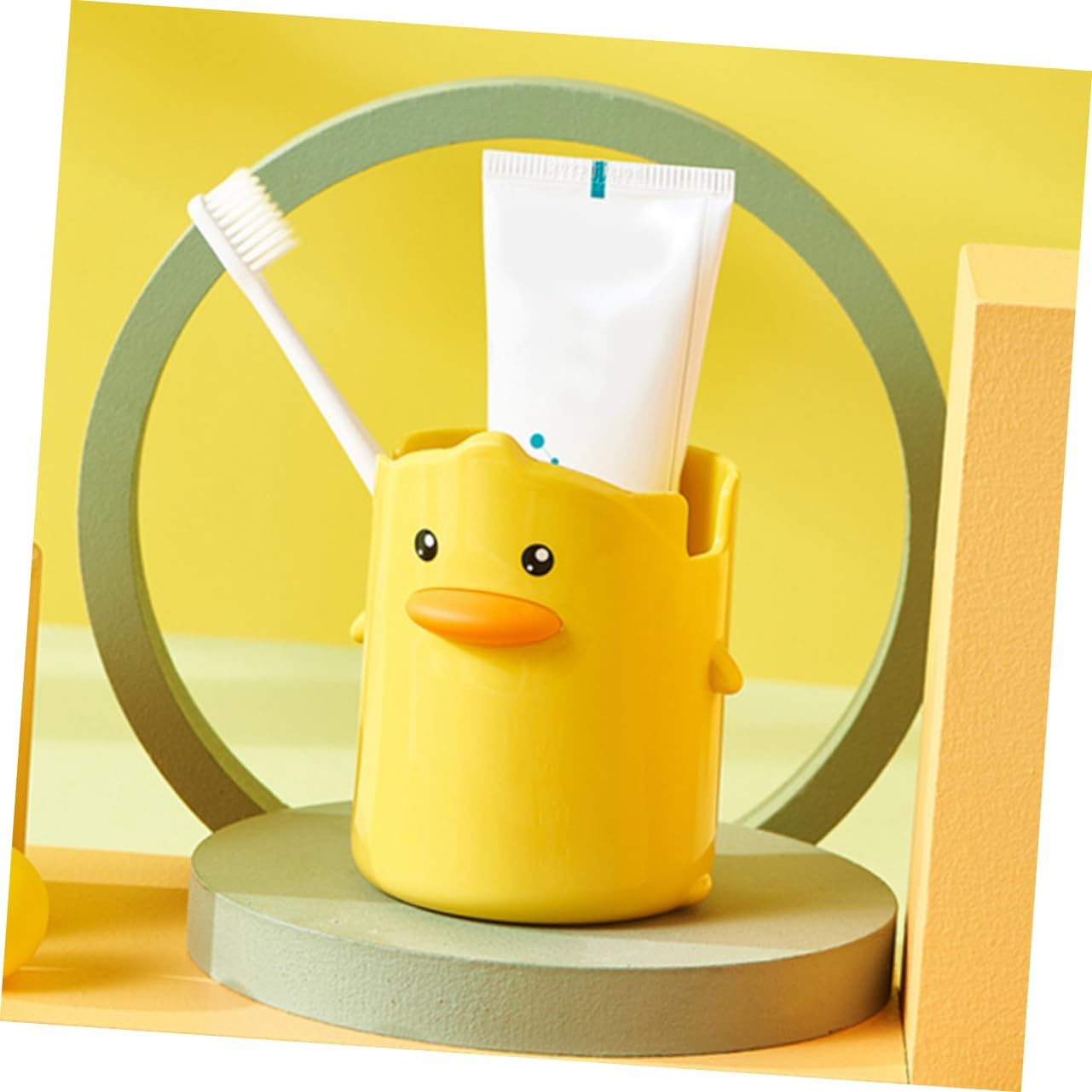 NAMOARLY Multi-Function Cartoon Yellow Duck Pen Holder Pencil Bucket Desktop Organizer Makeup Brush Storage for Students Office Table Accessories image number 5