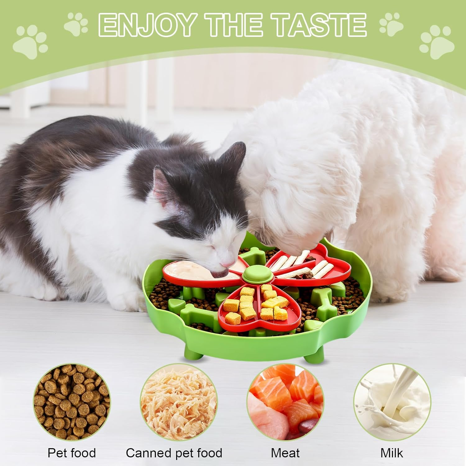 Slow-Eating Dog Bowl, Anti-Choking, Healthy Eating to Promote Digestion, Fun Slow-Eating Bowl, Christmas Green Color, Non-Slip, Rotatable and Removable, Suitable for Small and Medium-Sized Dogs image number 2