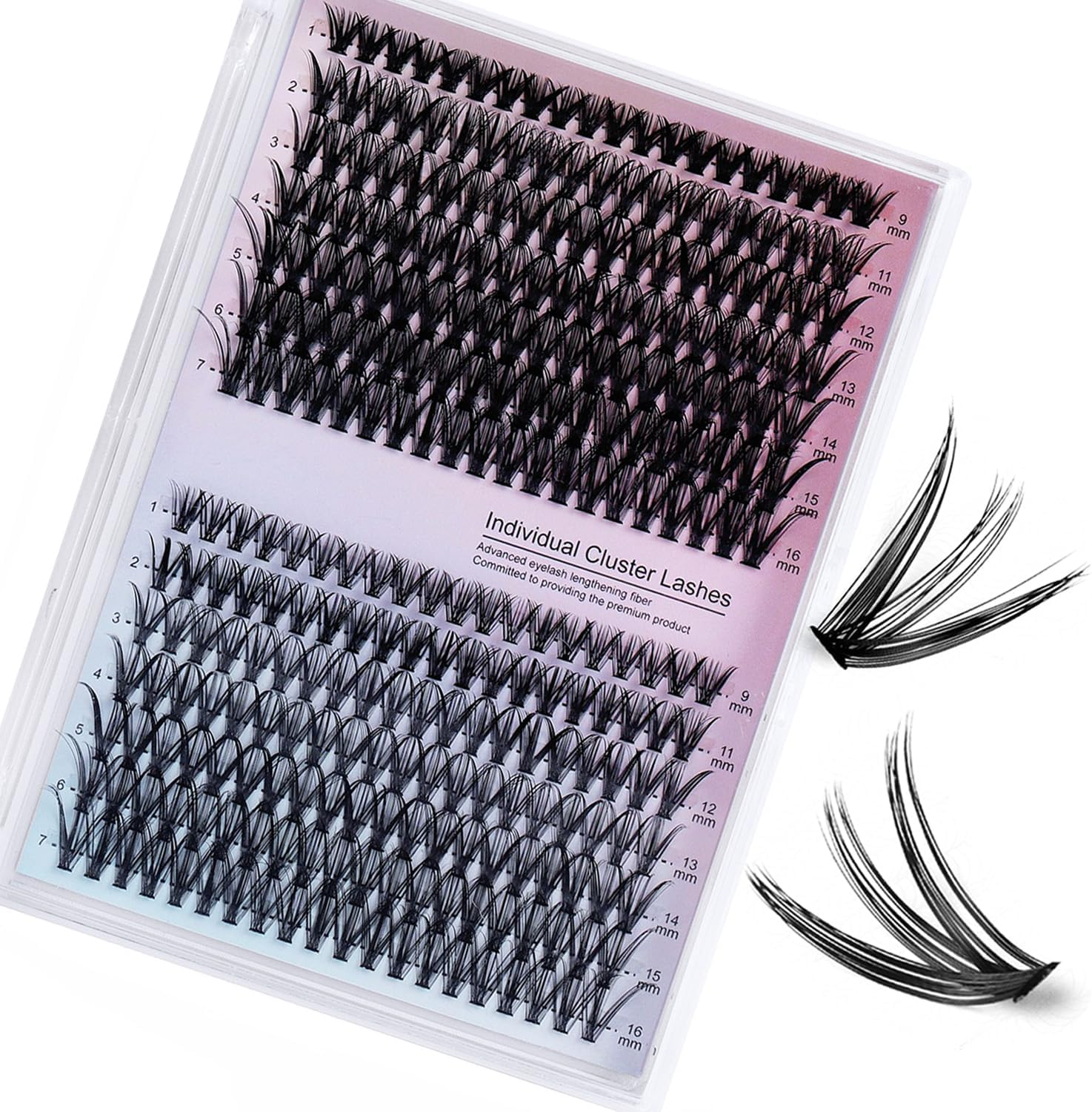 Cluster Lashes 280PCS Wispy Lash Clusters 30D/40D Curl Mixed Tray Extension Lash Clusters Individual Lashes Soft DIY Eyelash Extensions Mixed Tray Eyelash Clusters Natural Look image number 3