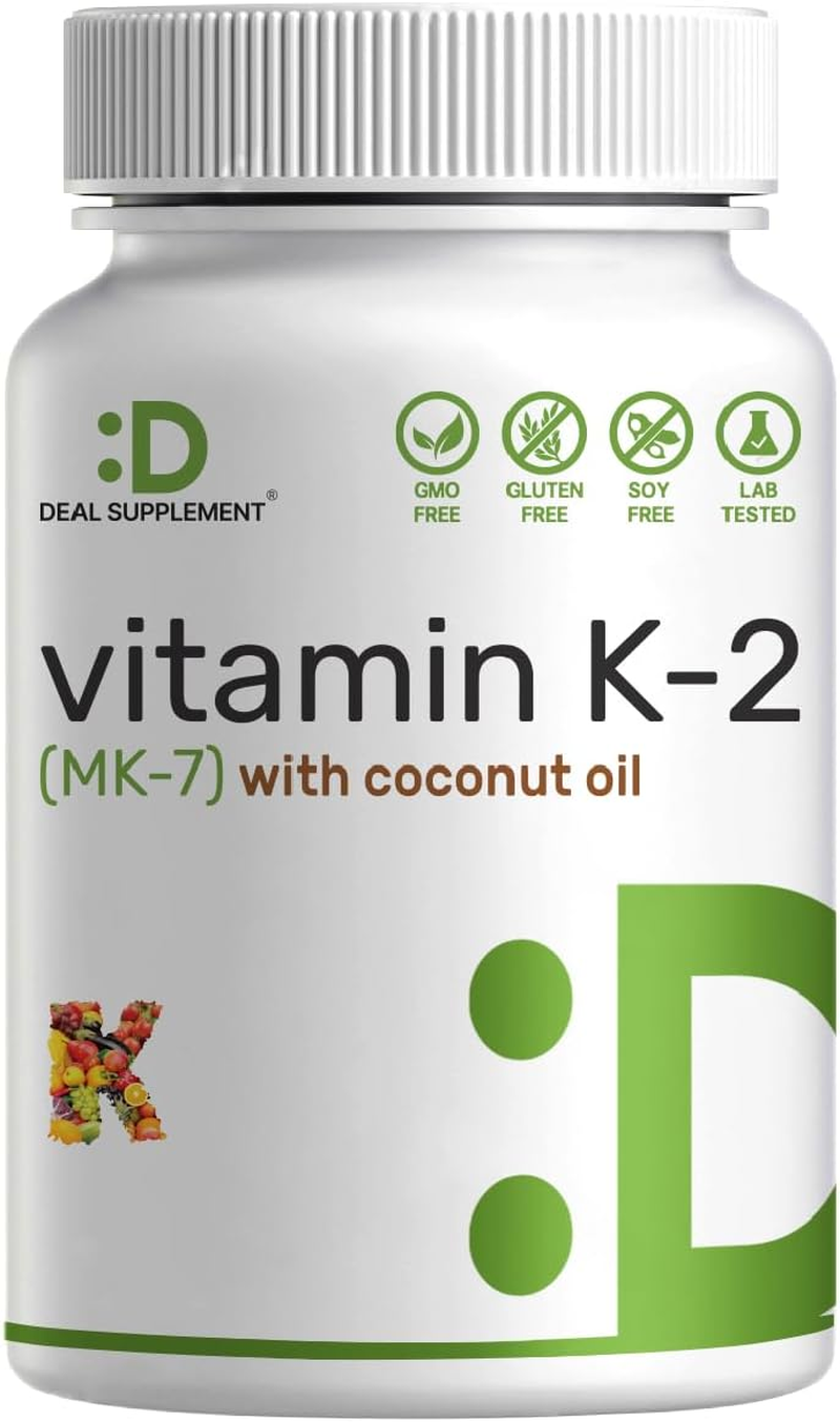 Vitamin K2 MK-7 and MK-4, 150 Mcg per Capsule, 6 Months Supply, Supports Bone Health | Cardiovascular Health - Vitamin K2 Supplement (180 Capsules) image number 2