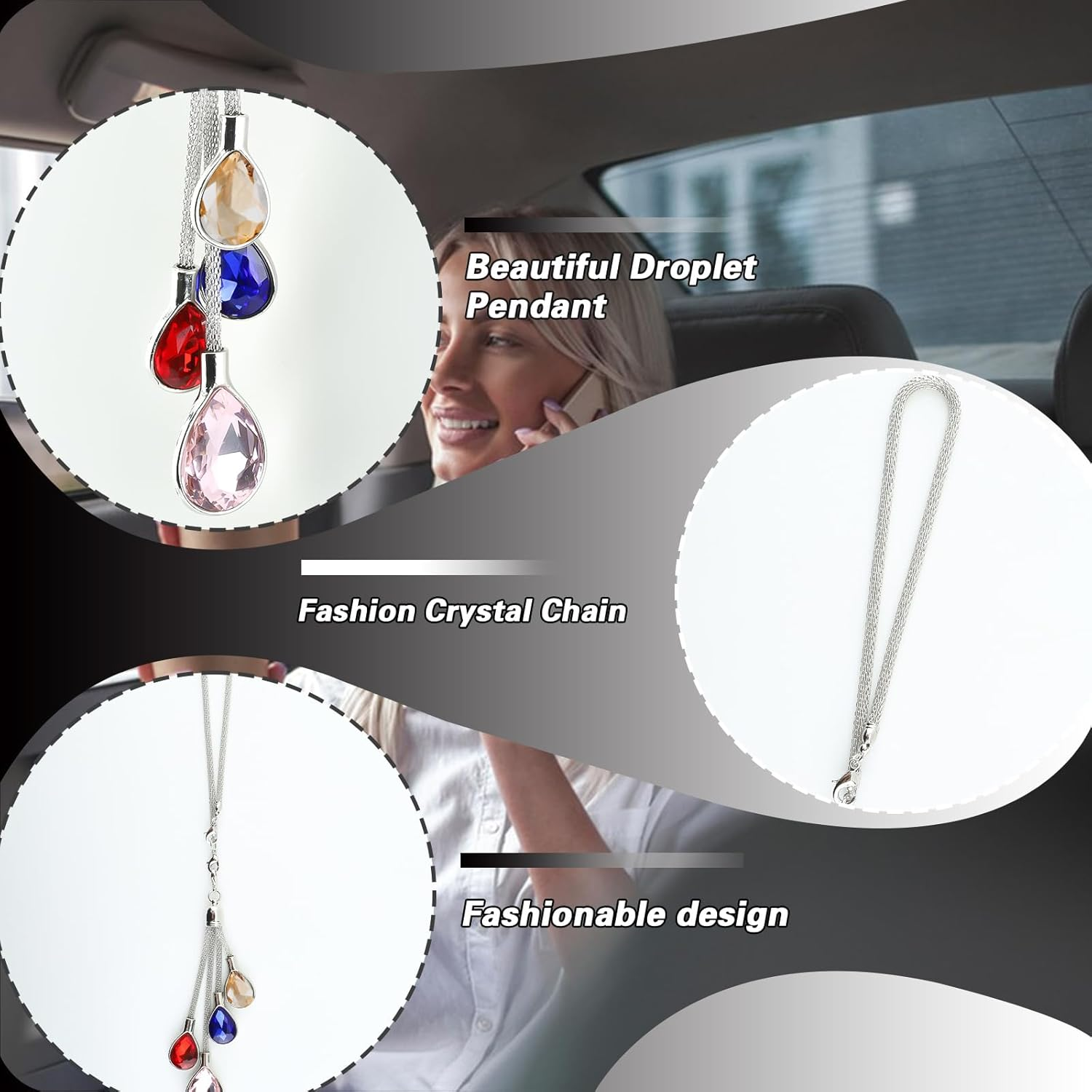 Crystal Car Hanging Accessories for Women, Car Mirror Decor Hanging, Car Decor Present for Birthdays, Thanksgiving, and Valentine'S Day (Colorful) image number 5