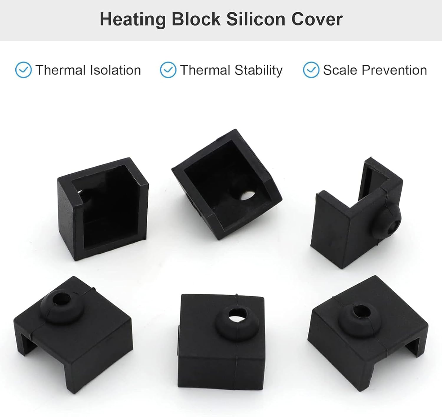 Hunken 6-Pack 3D Printer Heated Block Silicone Covers, Hotend Silicone Socks, Protective Covers, 3D Printers-Heat-Resistant Accessories Compatible with Ender 3 V3 SE, Ender 5 S1, Ender 7 image number 2