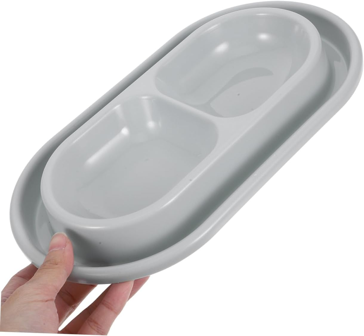 VANZACK PET Feeding Bowls Double Ant-Proof Cat Dog Water Dish Outdoor Dual Compartment Feeder Grey for Small Dogs image number 2