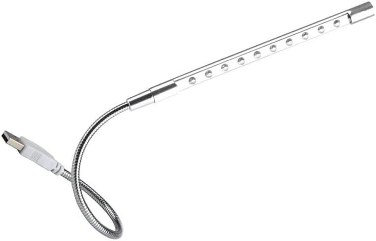 Flexible USB 10 LED Light Lamp for Keyboard Reading Notebook Laptop, Flexible Gooseneck Design，Adjustable, Soft White Light, Low Power, 1W, 5V DC