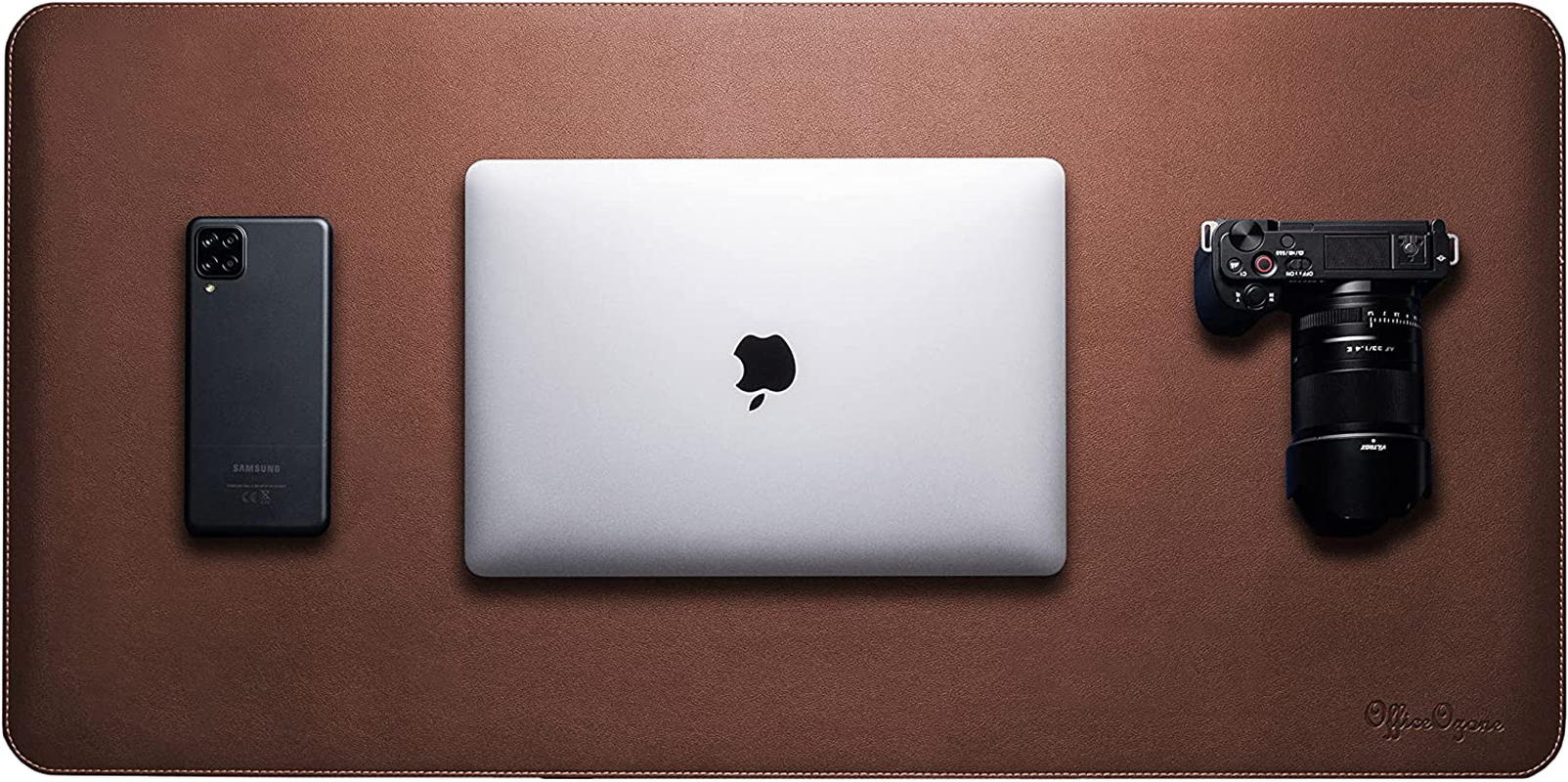 Officeozone Desk Mat with All-New Edge Stitch, Synthetic Leather, Non-Slip Suede Base, Black, 80Cm X 40Cm image number 3