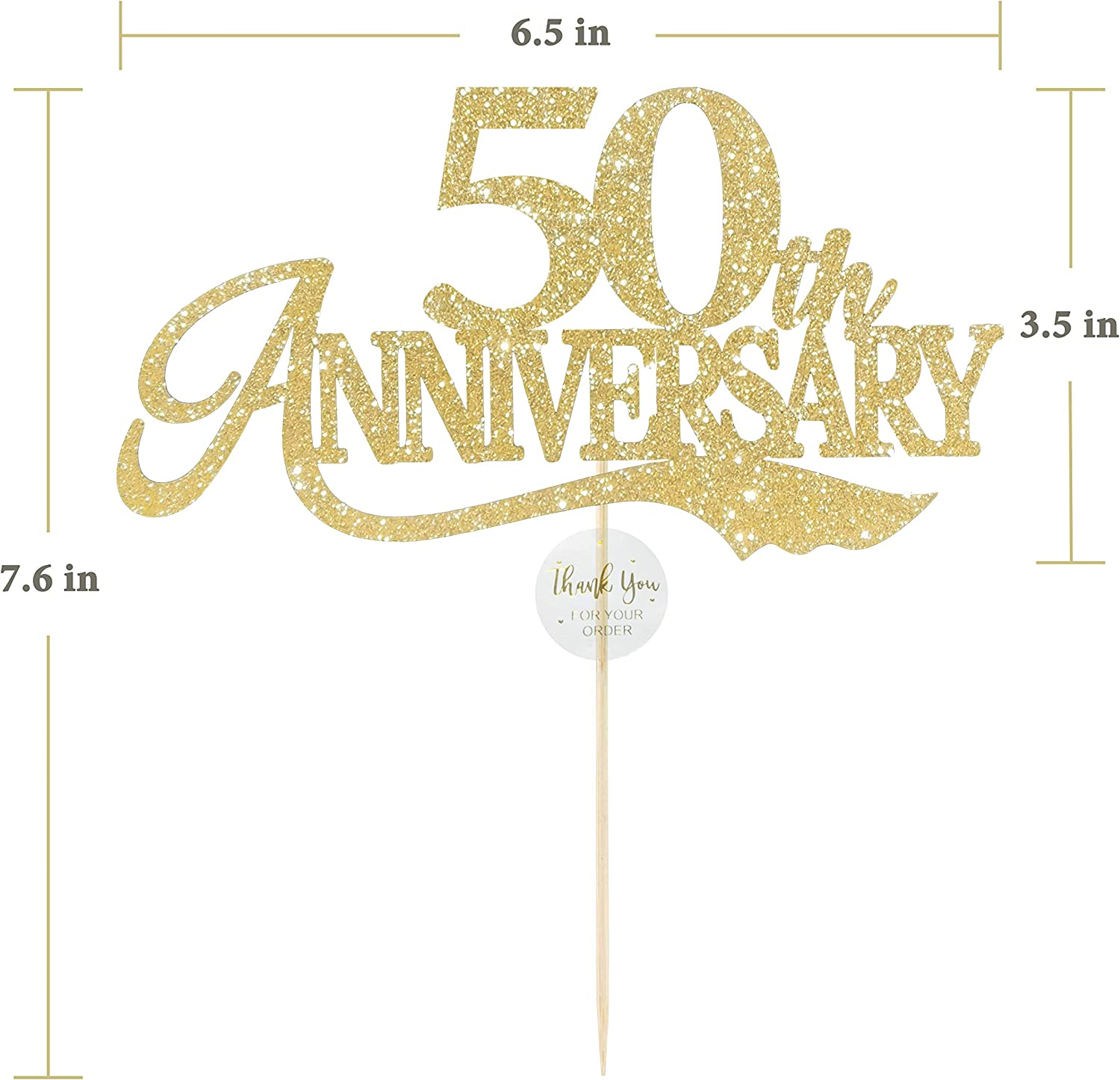 LOVENJOY 50Th Anniversary Cake Topper Gold Glitter for 50 Years Wedding Anniversary Decoration image number 2