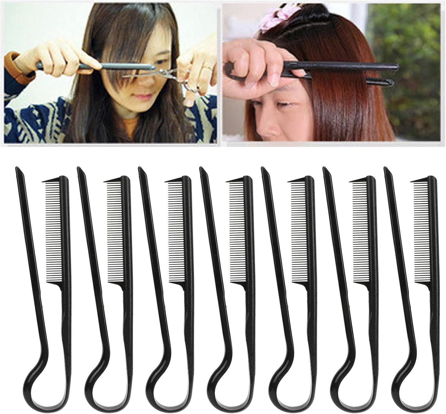 10Pcs V Shaped Styling Hair Comb, Plastic round Teeth Heat Resistant Comb, Help Gently Detangle and Smoothly Curly Hair for Outdoor Adventures, or Travel image number 6