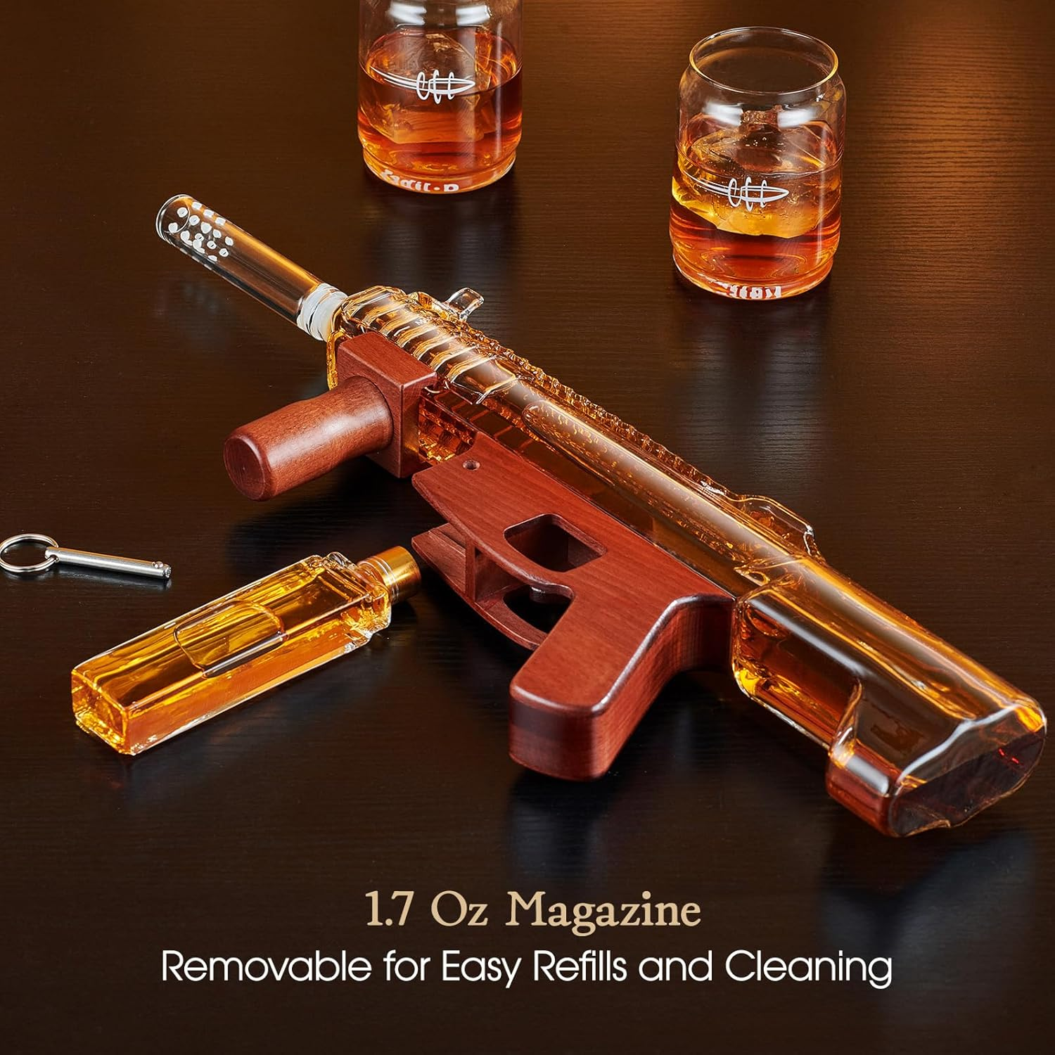 Gifts for Men Dad, Kollea Gun Whiskey Decanter Set-Limited Edition, Liquor Decanter with Bullet Shot Glass, Cool Anniversary Birthday Gifts for Him Husband, Military Present for Home Bar Drinking image number 6