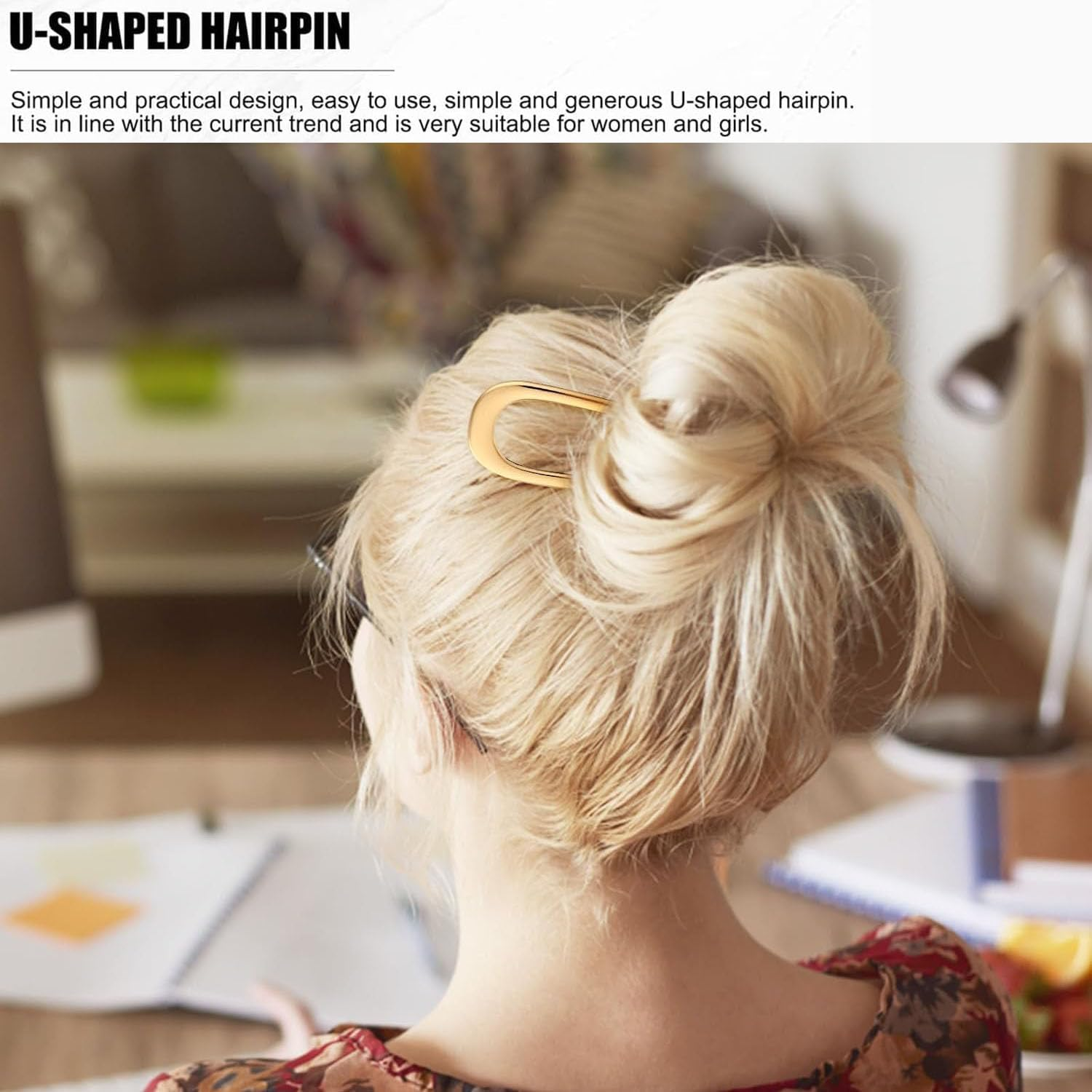 Pack of 3 U-Shaped Hair Pins, French Hairpin, 2 Prong Hair Bun Pins, Metal Hair Accessories, Hair Pin Hair Clip, Updo Hair Clips, Hair Styling Accessories for Women and Girls image number 1