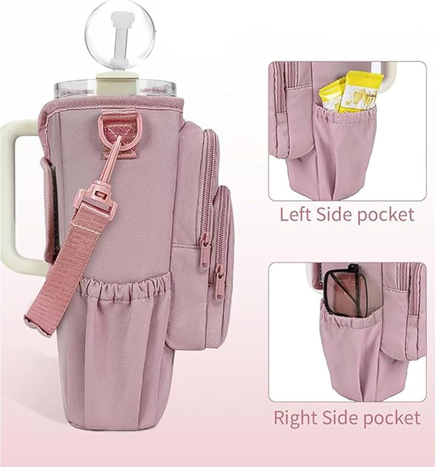 Water Bottle Shoulder Bag &ndash; the Ultimate Outdoor Companion, Water Bottle Bags with Strap for Hikings Camping (Purple) - Black image number 7