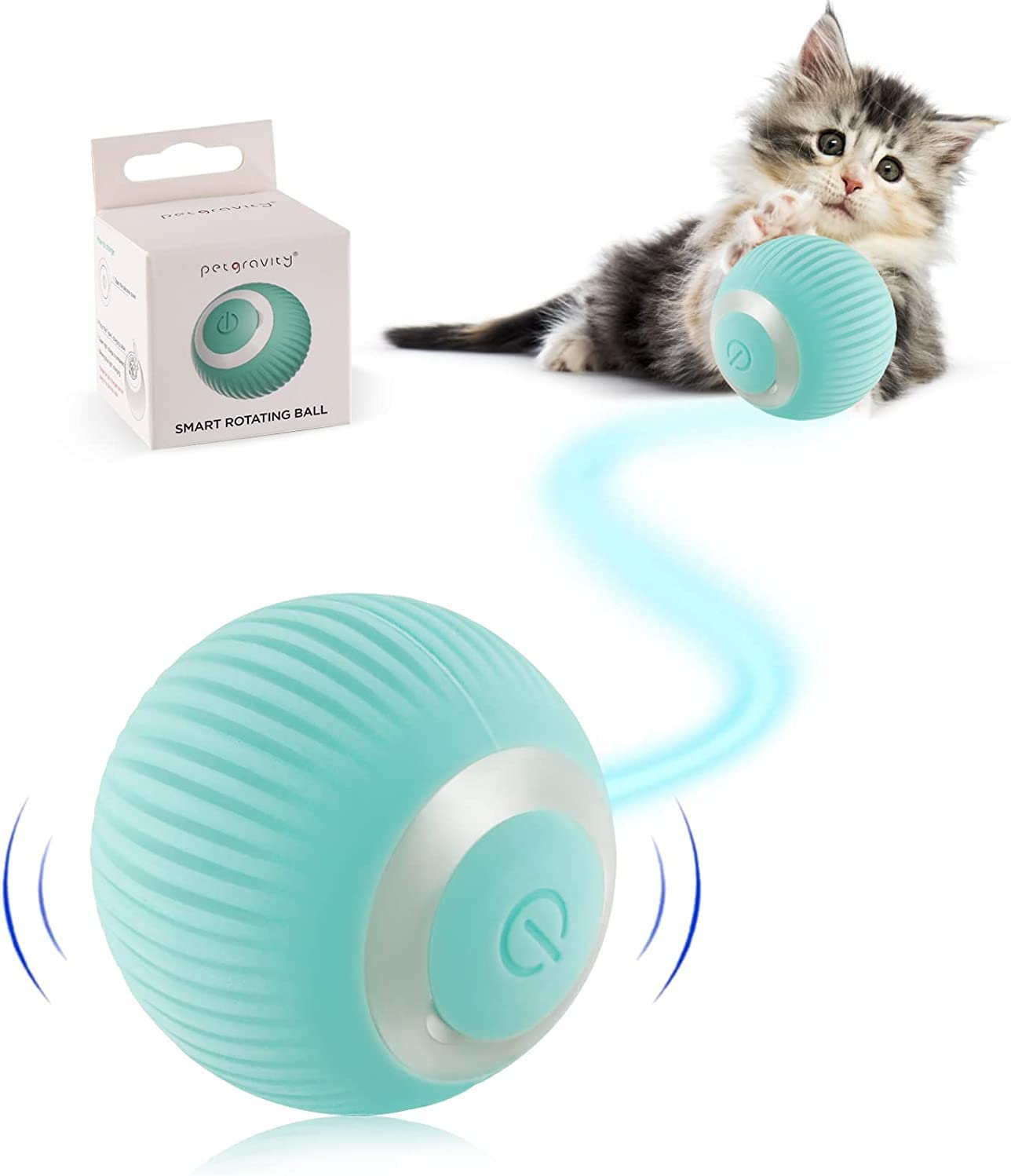 Interactive Cat Ball Toys, Gravity Smart Roller Cat Ball, Smart Indoor Automatic Moving Ball Puzzle Eliminates Boredom USB Rechargeable Pet Toys with Lights image number 2