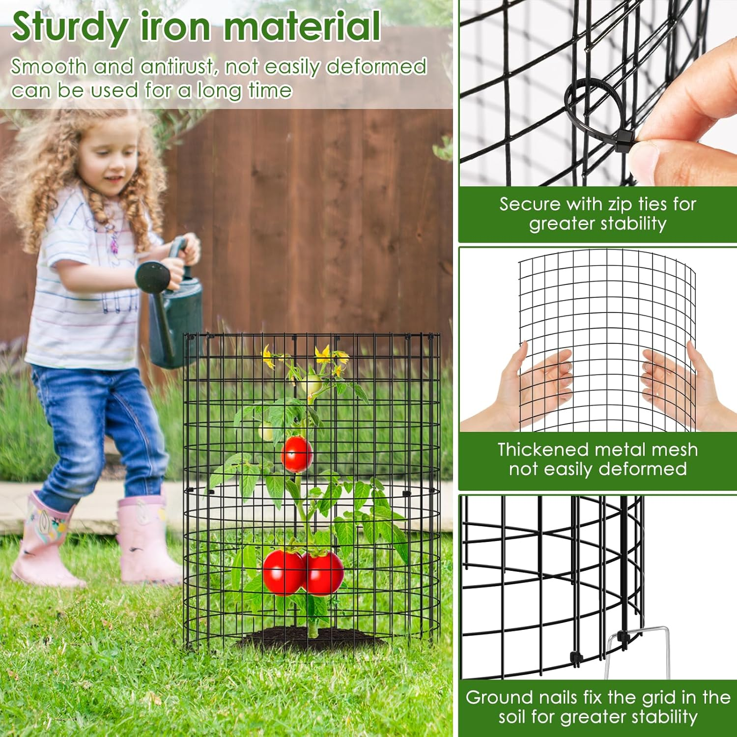15Pcs Plants Protector from Animals 13.7Inch Metal Mesh Plants Cages to Keep Animals Out Rustproof Garden Protection Covers for Indoor Outdoor Garden Zjmcajy(Blackish Green,15)