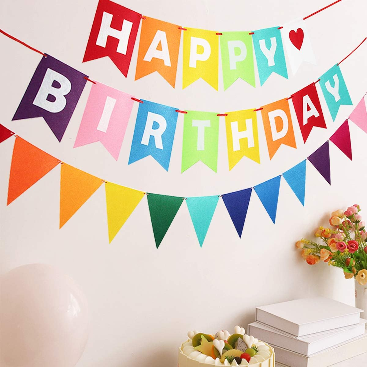 Colorful Happy Birthday Banner, Rainbow Happy Birthday Sign Happy Birthday Decorations Felt Bunting for Birthday Party Supplies, Happy Birthday Party Supplies for Girls Boys image number 3