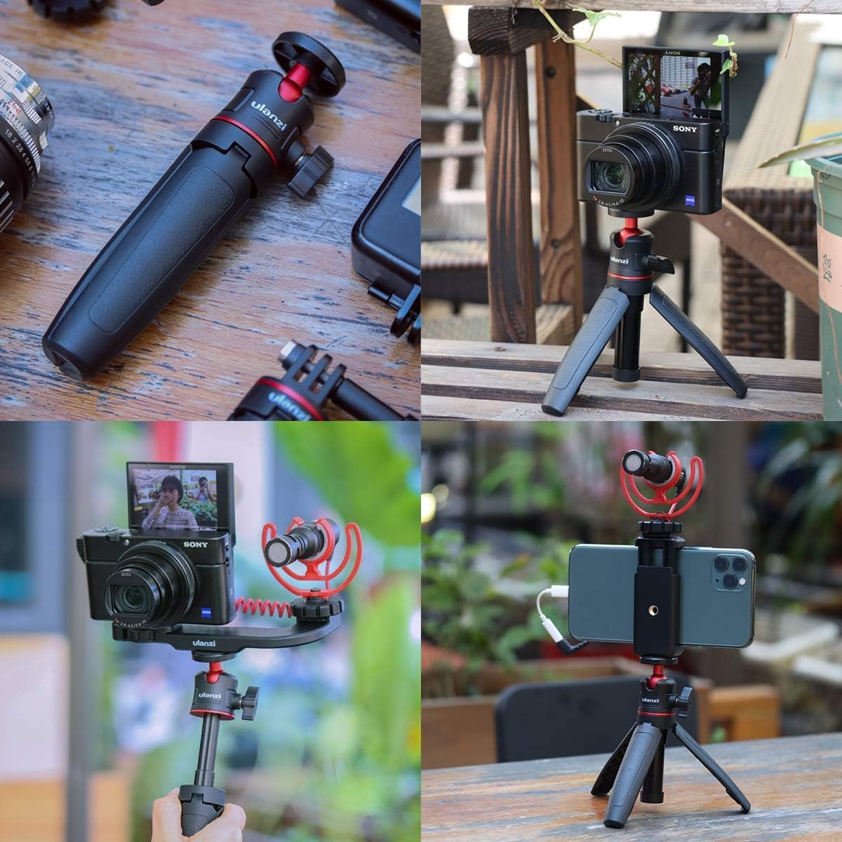 ULANZI MT-08 Extension Phone Tripod, Mini Selfie Stick Tripod Stand Handle Grip for Osmo Pocket 3 4 / Iphone/Samsung/Google Smartphone Canon G7X Mark III Sony RX100 VII A6400 A6600 Cameras - Mt-73 Tripod image number 5