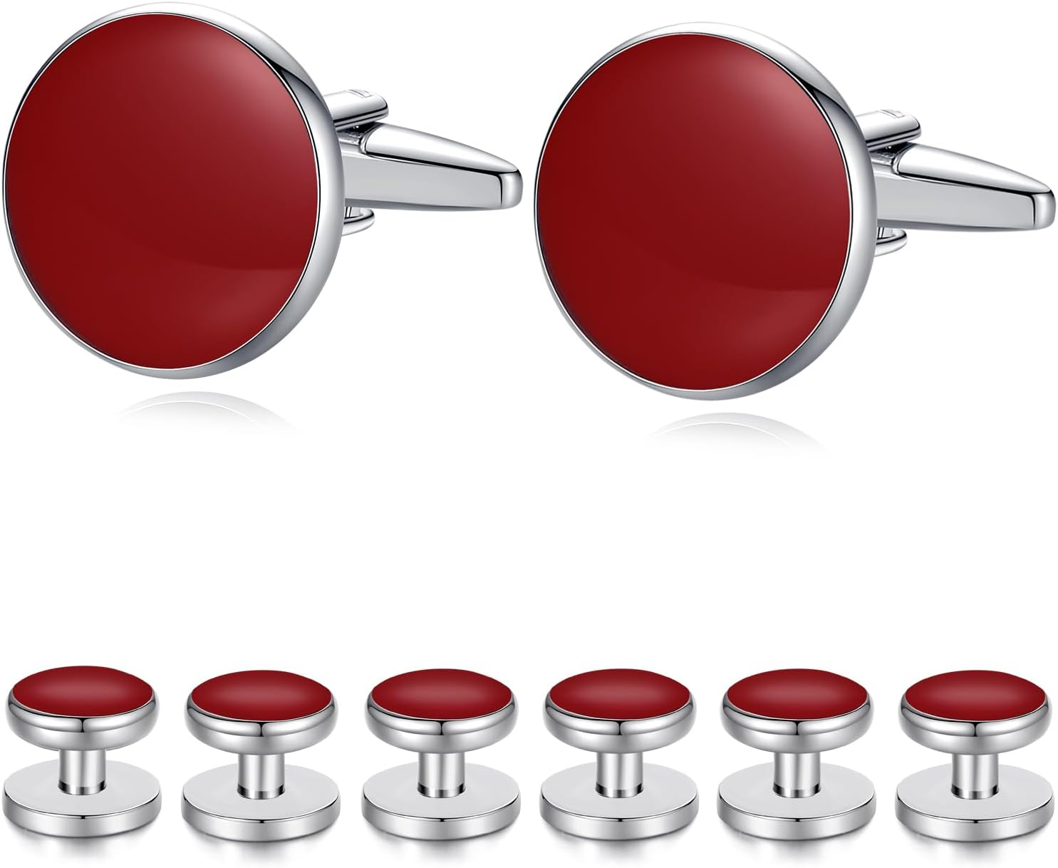 HONEY BEAR 8Pcs Set Cufflinks and Studs - Black Onyx, for Men Shirts Tuxedo Wedding Gift image number 5