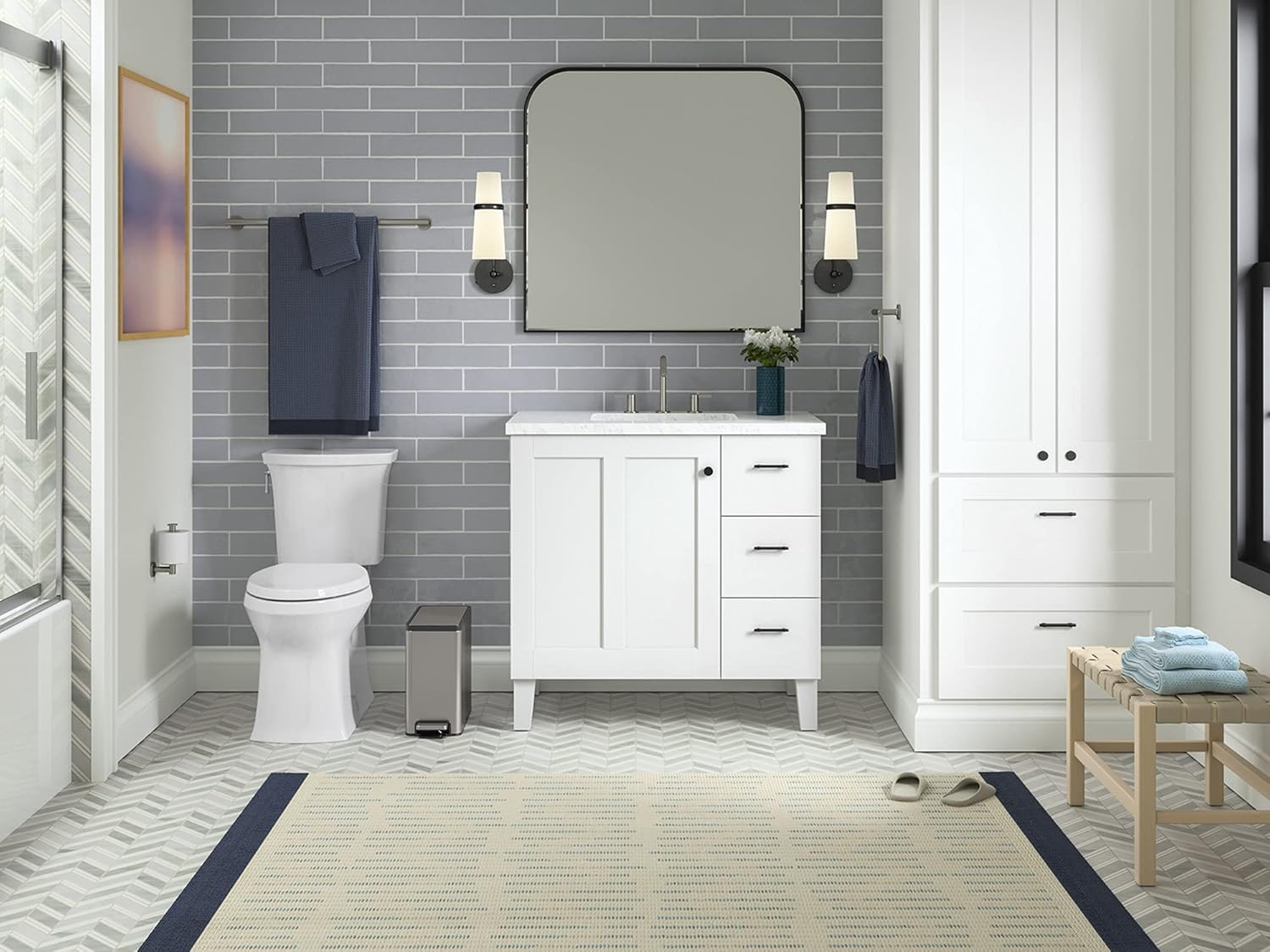 Kohler 20957-ST Bathroom, 2.5 Gallon Small Trash Can with Quiet-Close Lid and Hand Free Foot Pedal, Stainless Steel image number 4