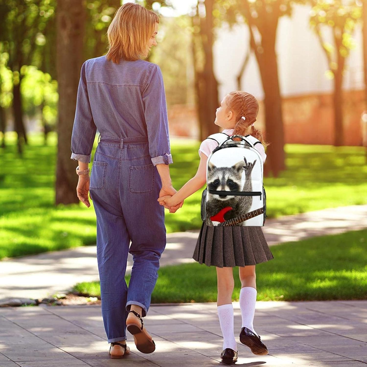 Funny Raccoon with Electric Guitar Backpack Students Shoulder Bags Travel Bag College School Tote Backpacks image number 4