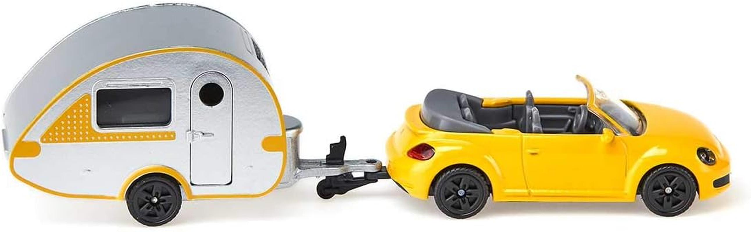 Siku 1629 Volkswagen VW Beetle Cabriolet with Caravan &ndash; 1:55 Scale Diecast Metal Model Car & Trailer, Premium Collectible Toy Vehicle